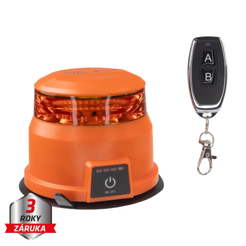 Právě dorazilo | AKU LED maják, oranžový, dálkové ovládání, magnet, ECE