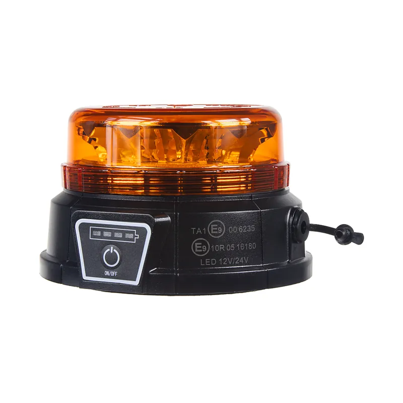 Skvělá cena - AKU LED maják, 12x3W oranžový, magnet, ECE R10, R65