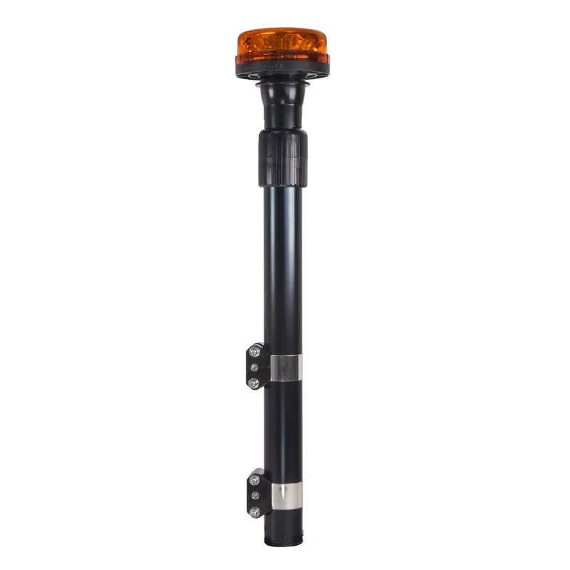 LED maják, 12-24V, 12x3W oranžový s teleskopickou tyčí na motocykl, ECE R65 R10 | K dispozici
